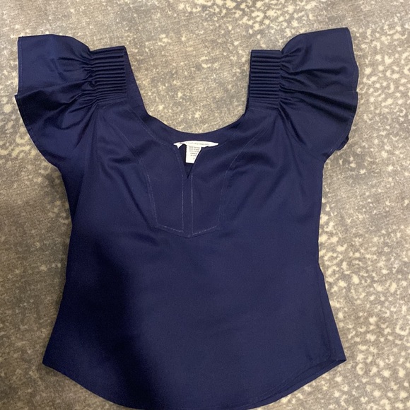 DIANE VON FÜRSTENBERG COTTON NAVY GORGEOUS TOP - Picture 1 of 13
